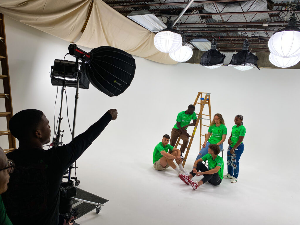 Our studio in action with a Lexington Sporting Club merchandise photo shoot